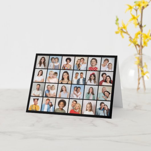 Creëer Uw Eigen 24 Fotocollage Groet Kaart (Gele Bloem)