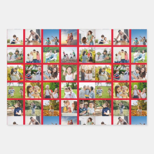 Creëer Uw eigen 25 Fotocollage bewerkbaar Inpakpapier Vel (Voorkant 3)