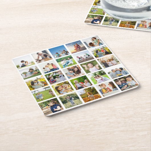 Creëer Uw eigen 25 Fotocollage bewerkbaar Kartonnen Onderzetters (Schuin)