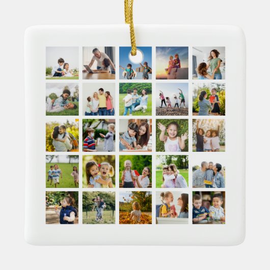 Creëer Uw eigen 25 Fotocollage bewerkbaar Keramisch Ornament (Voorkant)