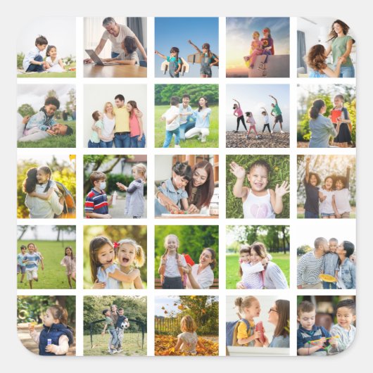 Creëer Uw eigen 25 Fotocollage bewerkbaar Vierkante Sticker (Voorkant)