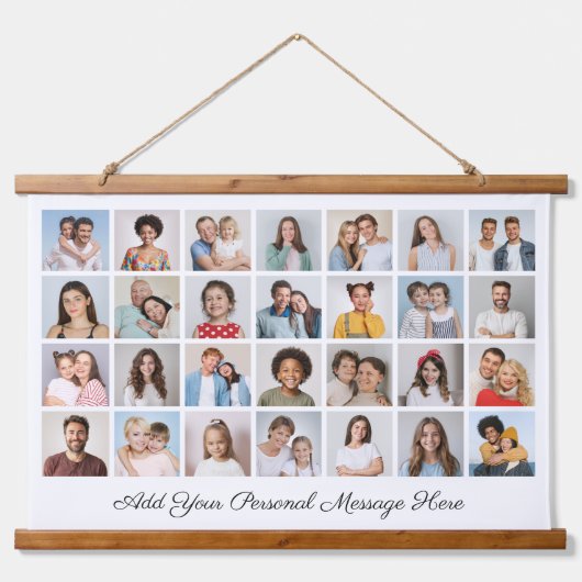 Creëer Uw eigen 28 fotocollage Uw groet toevoegen Hangend Wandkleed (Voorkant)