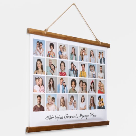 Creëer Uw eigen 28 fotocollage Uw groet toevoegen Hangend Wandkleed (Gebogen)