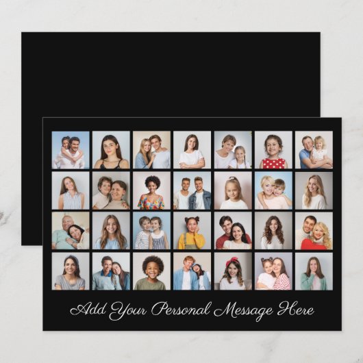 Creëer Uw eigen 28 fotocollage Uw groet toevoegen Kaart (Voorkant / Achterkant)