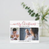 Creëer Uw Eigen 2 Familie Foto Rood Vrolijk Kerstf Feestdagenkaart (Staand voorkant)