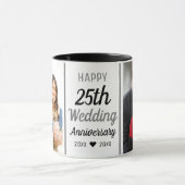 Creëer uw eigen 2 foto 25e bruiloft Jubileum Mok (Midden)