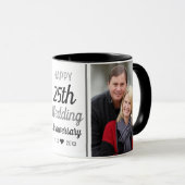Creëer uw eigen 2 foto 25e bruiloft Jubileum Mok (Voorkant rechts)