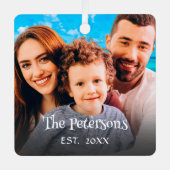 Creëer Uw Eigen 2 Foto Aangepaste Tekst Leuke Typo Metalen Ornament (Voorkant)