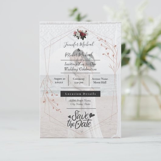 Creëer Uw eigen 2 Foto minimalistische kalligrafie Kaart (Staand voorkant)