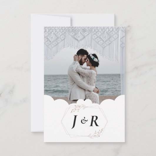 Creëer Uw eigen 2 Foto minimalistische kalligrafie Kaart (Achterkant)