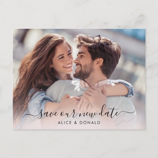 Creëer Uw eigen 2 Foto Wedding Change of Date Briefkaart (Voorkant)