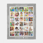 Creëer Uw Eigen 30 Foto Collage Familienaam Grijs Fleece Deken (Voorkant)