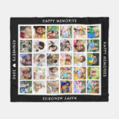 Creëer Uw Eigen 30 Foto Collage Familienaam Zwart Fleece Deken (Voorkant (Horizontaal))