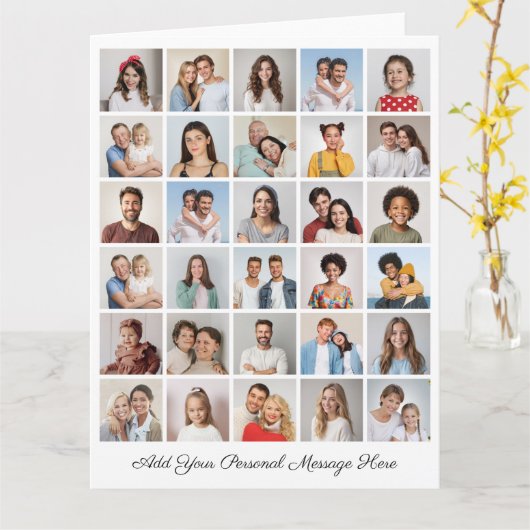 Creëer Uw eigen 30 fotocollage Uw groet toevoegen Kaart (Gele Bloem)