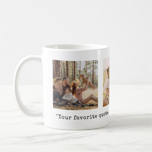 Creëer uw eigen 3 foto aangepaste offerte koffiemok (Links)