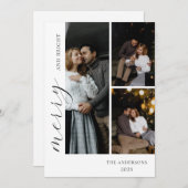 Creëer uw eigen 3 foto collage begroeting feestdagenkaart (Voorkant / Achterkant)