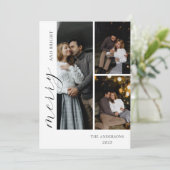 Creëer uw eigen 3 foto collage begroeting feestdagenkaart (Staand voorkant)