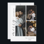 Creëer uw eigen 3 foto collage begroeting feestdagenkaart<br><div class="desc">Fotocollage wenskaarten zijn de beste manier om uw favoriete foto's van uw familie, vrienden en geliefden weer te geven.Wens uw familie en vrienden met deze drie foto collage wenskaart samen met de handtekening van de familie en het jaar. Personaliseer deze sjabloon door uw favoriete afbeeldingen en foto's toe te voegen...</div>