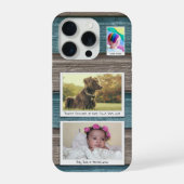 Creëer Uw eigen 3 fotocollage blauw grijs iPhone Hoesje (Achterkant)