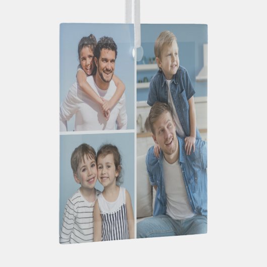 Creëer Uw eigen 3 Fotocollage Glas Ornament (Voorkant Rechts)