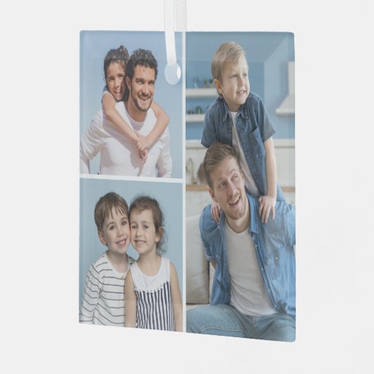 Creëer Uw eigen 3 Fotocollage Glas Ornament (Voorkant links)