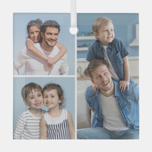 Creëer Uw eigen 3 Fotocollage Glas Ornament (Voorkant)