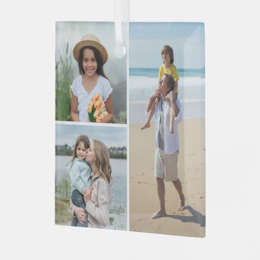 Creëer Uw eigen 3 Fotocollage Glas Ornament (Voorkant links)