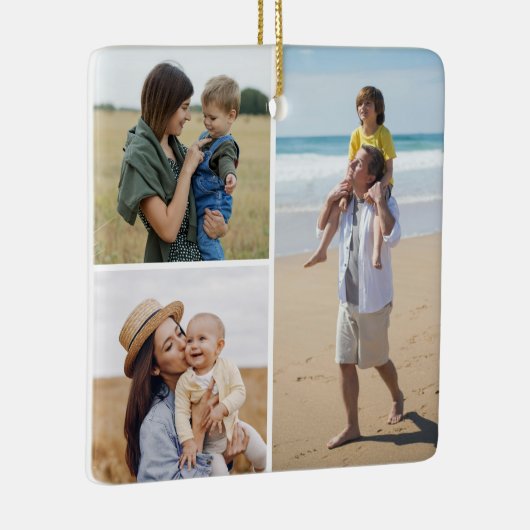 Creëer Uw eigen 3 Fotocollage Keramisch Ornament (Rechts)