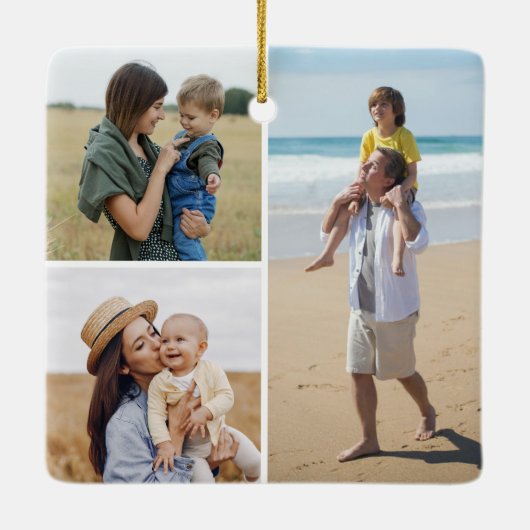 Creëer Uw eigen 3 Fotocollage Keramisch Ornament (Achterkant)
