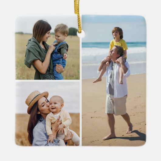 Creëer Uw eigen 3 Fotocollage Keramisch Ornament (Voorkant)