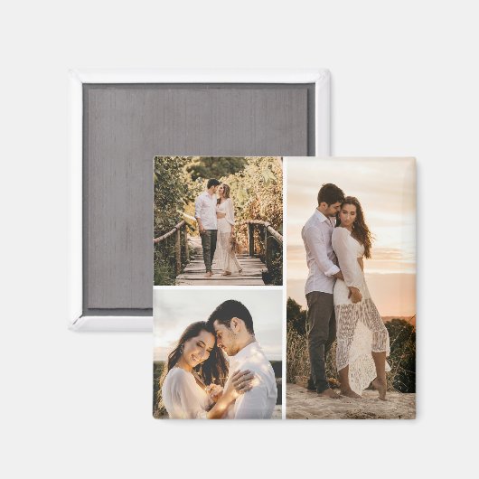 Creëer Uw eigen 3 Fotocollage Magneet (Voorkant / Achterkant)