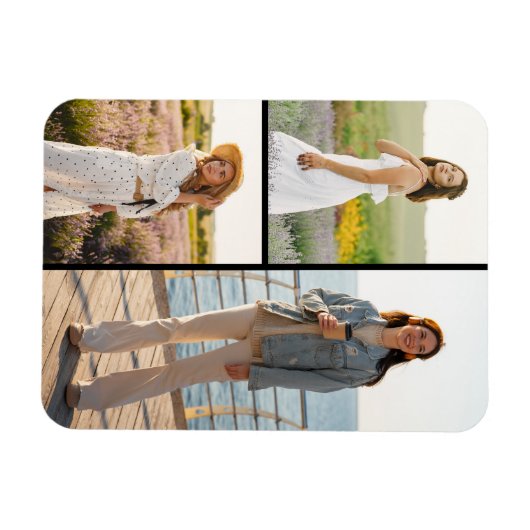 Creëer Uw eigen 3 Fotocollage Magneet (Horizontaal)