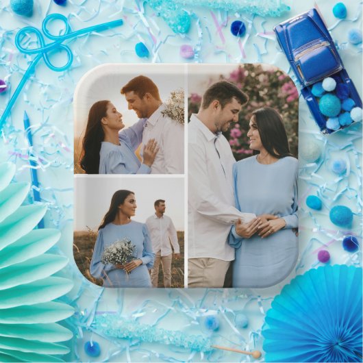 Creëer Uw eigen 3 Fotocollage Papieren Bordje (Feest)