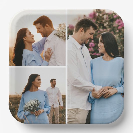 Creëer Uw eigen 3 Fotocollage Papieren Bordje (Voorkant)