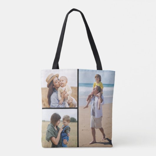 Creëer Uw eigen 3 Fotocollage Tote Bag (Achterkant)