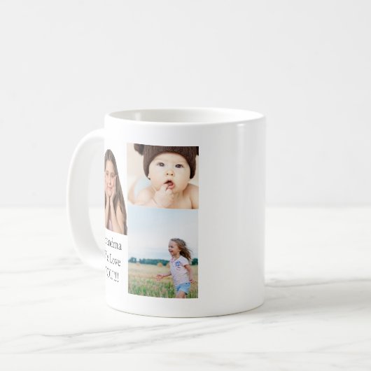 Creëer Uw eigen 3 fotocollage | Wij houden van oma Koffiemok (Voorkant links)