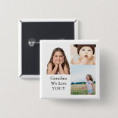 Creëer Uw eigen 3 fotocollage | Wij houden van oma Vierkante Button 5,1 Cm (Voorkant /achterkant)