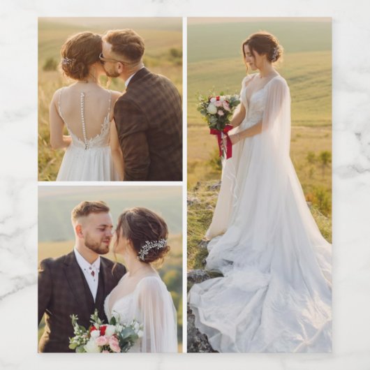 Creëer Uw eigen 3 Fotocollage Wijn Etiket (Enkel label)