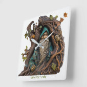 Creëer Uw eigen 3D Faux Bois Carved Tree Wizard Vierkante Klok (Hoek)