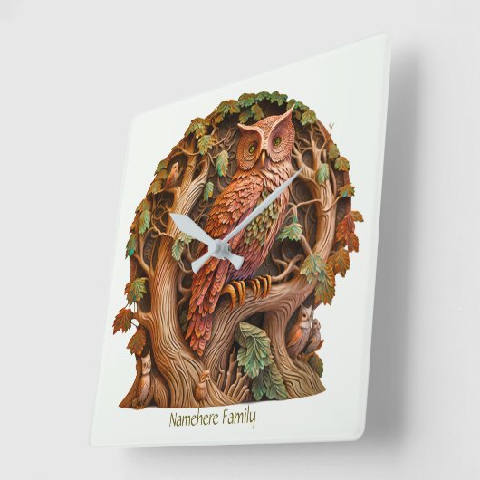 Creëer Uw Eigen 3D Faux Bois Gesneden Houten Uil Vierkante Klok (Hoek)