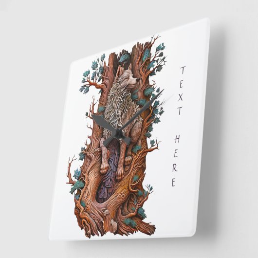 Creëer Uw Eigen 3D Faux Bois Gesneden Houten Wolf Vierkante Klok (Hoek)