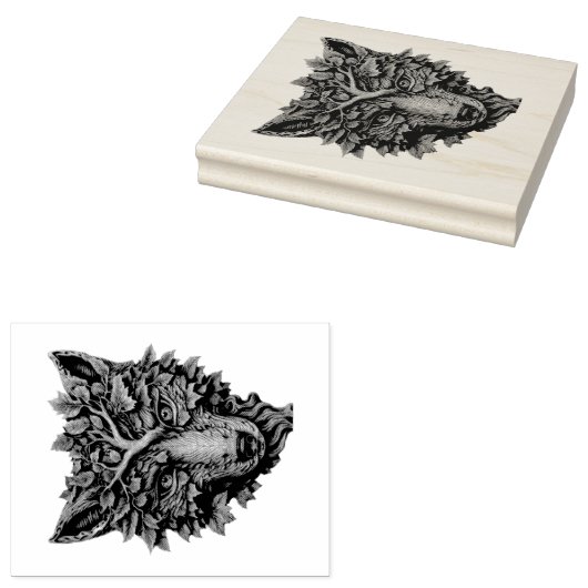 Creëer Uw Eigen 3D Faux Bois Gesneden Wolf Hoofd Rubberstempel (Gestempeld)