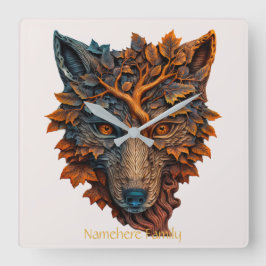 Creëer Uw Eigen 3D Faux Bois Gesneden Wolf Hoofd Vierkante Klok