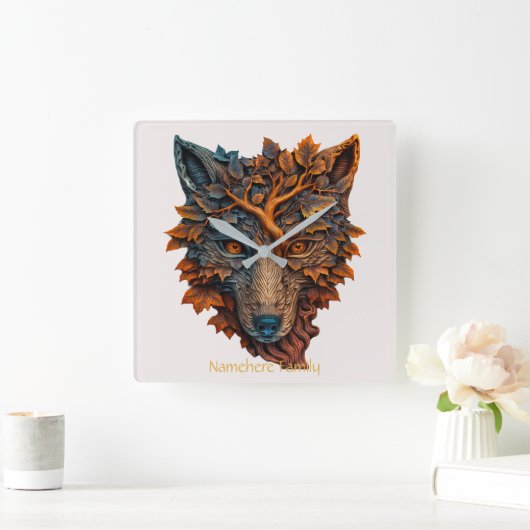 Creëer Uw Eigen 3D Faux Bois Gesneden Wolf Hoofd Vierkante Klok (Huis)