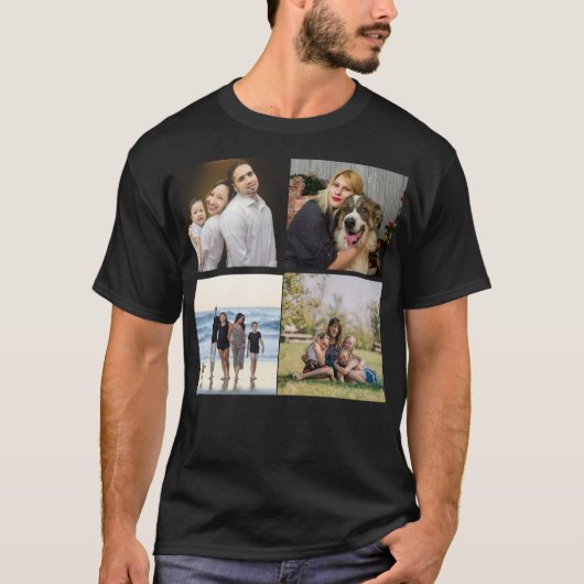 Creëer Uw Eigen 4 Familie Foto Collage Custom T-shirt (Voorkant)