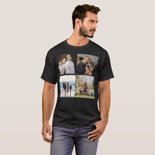Creëer Uw Eigen 4 Familie Foto Collage Custom T-shirt (Voorkant volledig)