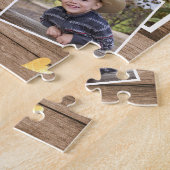 Creëer Uw eigen 4 Familienaam Foto Collage Wood Legpuzzel (Zijkant)