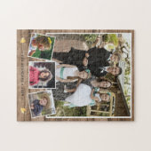 Creëer Uw eigen 4 Familienaam Foto Collage Wood Legpuzzel (Horizontaal)