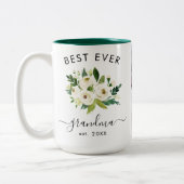 Creëer uw eigen 4 foto beste ooit oma Bloemen Tweekleurige Koffiemok (Links)