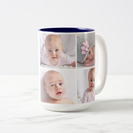 Creëer Uw Eigen 4 Foto Beste Ooit Oma Nautical Tweekleurige Koffiemok (Voorkant rechts)
